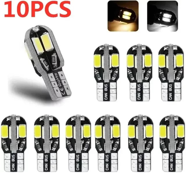 W5W T10 LED Auto Innenbeleuchtung Set mit 8 SMD Canbus Technologie in Weiß - Bild 1