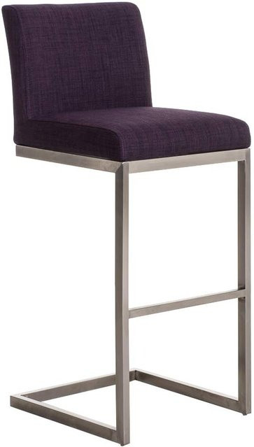 TPFLiving Barhocker Paragon mit Edelstahlgestell und Stoffbezug in Lila, B/T/H: 42 x 48 x 104 cm (Sitzhöhe: 77 cm) - Bild 1