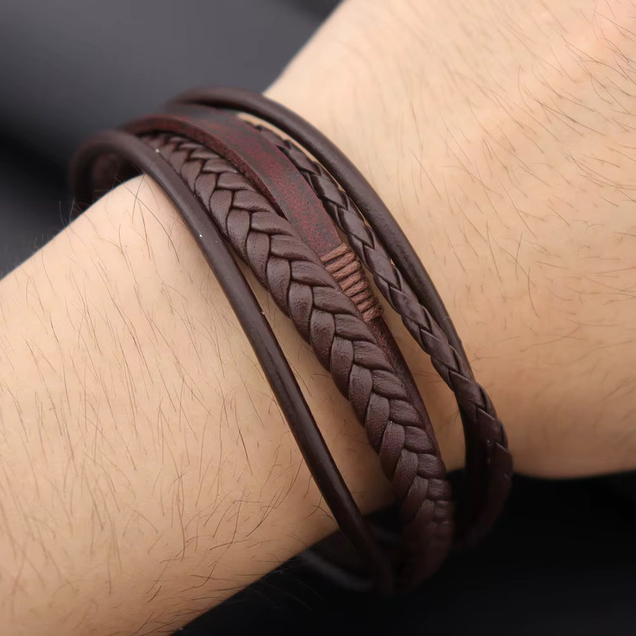 Armband Leder, Edelstahl, Schwarz, Unisex - Bild 2