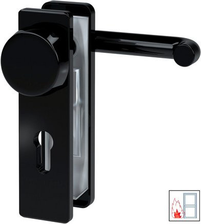 BASI FS-Wechsel-Beschlag ZT-FS 2150 Kurzschild Eckig in Schwarz Matt aus Stahl und Kunststoff B/H: 60 x 130 cm, Tiefe: 165 cm - Bild 1