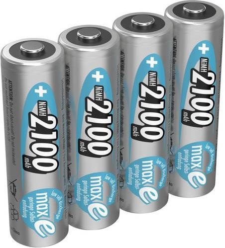 Ansmann maxE HR06 Mignon AA NiMH Akku 2100 mAh 1.2V, 4er Pack, Silber - Bild 1