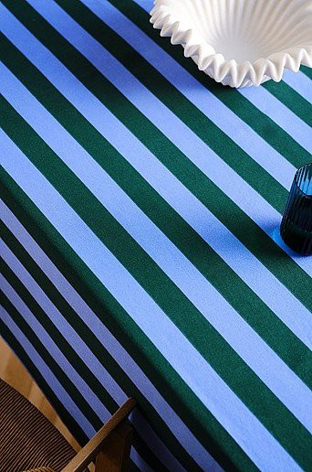 Jotex MARLO Tischdecke aus Baumwolle gestreift in Grün und Blau, Breite: 145 cm - Bild 1