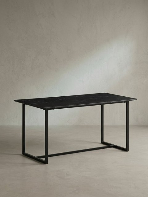 Moderner Esstisch von KADIMA DESIGN in Marmoroptik, rechteckig, Schwarz, B/T/H: 160 x 80 x 76 cm - Bild 1