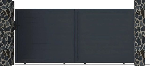 Vente-unique Schiebetor Nazario aus Aluminium in Anthrazitgrau, Breite: 348 cm - Bild 1
