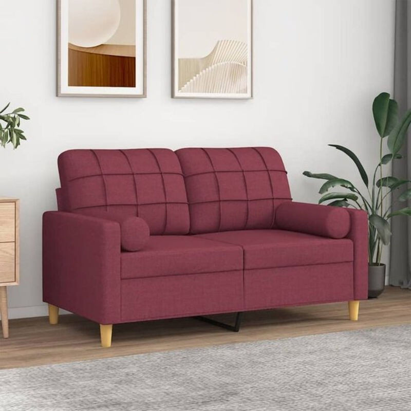 vidaxl 2-Sitzer-Sofa Modern in Rot mit Zierkissen aus Stoff und Metallgestell, Breite: 120 cm - Bild 1