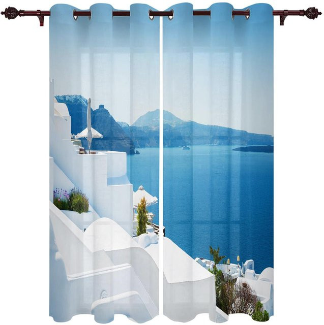 A Family Of Home Textiles Outdoor-Vorhang für Garten und Balkon, semi-transparent, Blau, B: 220 cm, H: 214 cm - Bild 1