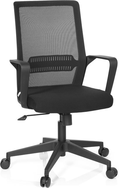hjh OFFICE Bürostuhl PRESTON in Schwarz mit Stoff und Netzstoff sowie Armlehnen - Bild 1