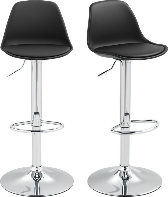 HOMCOM Barhocker 2er Set, höhenverstellbare Barstühle mit Rückenlehne und Fußstütze, 360 Grad drehbar, Kunstleder Schwarz - Bild 1