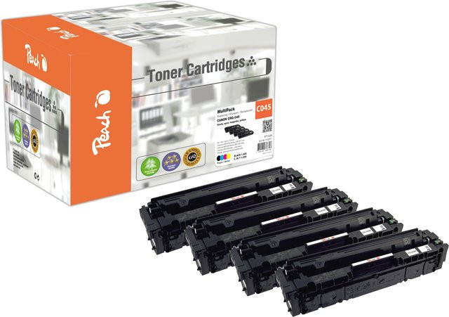 Peach Toner-Kartuschen-Set HP 045 ersetzt Canon CRG-045 für Canon i-SENSYS LBP-610, wiederaufbereitet, Farben: Schwarz, Cyan, Magenta, Gelb - Bild 1