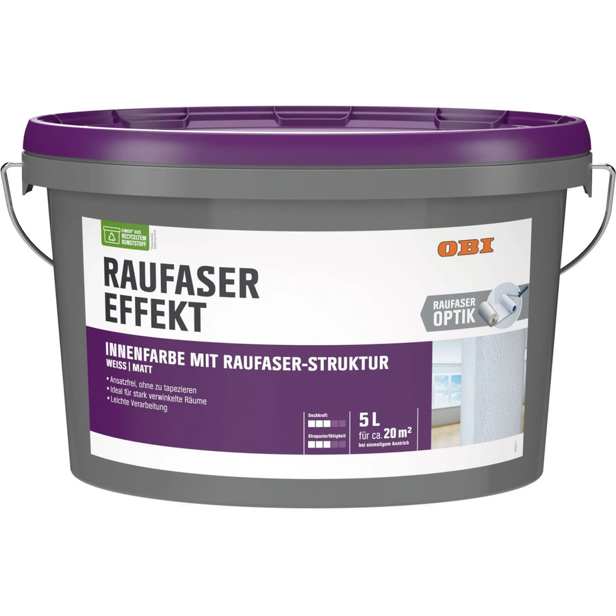 OBI Wandfarbe mit Raufaser-Effekt in Weiß matt, 5 l - Bild 2
