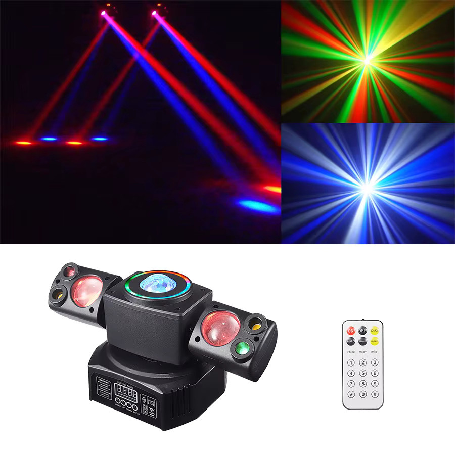 Ybeiyuan RGBW 60W Party Effekt Strahler mit Rot und Grün Laser Strobe, DMX512 und Fernbedienung für DJ, Disco und Bühne, Schwarz - Bild 7