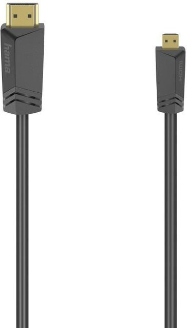Hama High Speed HDMI Kabel mit Ethernet/LAN, Typ A auf Typ D Micro, Schwarz, Länge: 1,5 m - Bild 1