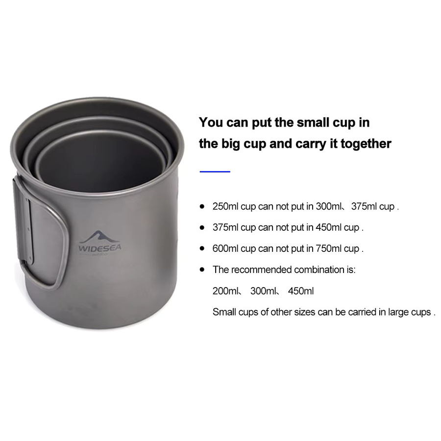 Widesea Camping-Becher aus Titan in Silber für Outdoor, Wandern und Picknick - Bild 2