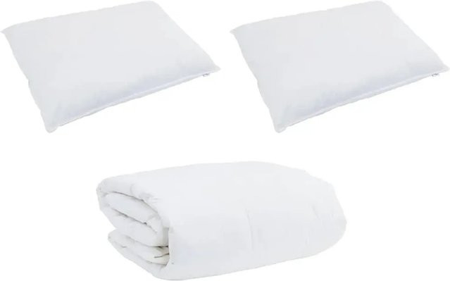 vidaXL Bettdecken-Set 3-teilig mit Kissen aus Daunenfeder-Mix und Baumwolle, Weiß, Winterbettwäsche für Erwachsene - Bild 1