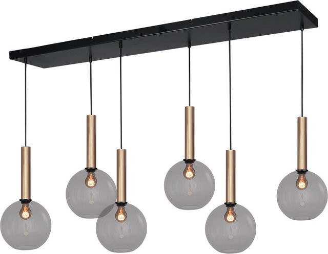 Masterlight Bella 2 Pendelleuchte 6-flammig in Rauchgrau und Gold mit Glaskugeln - Bild 1