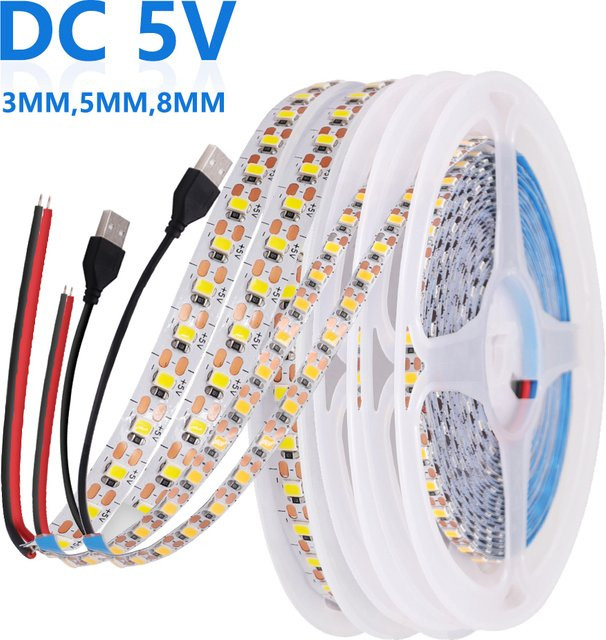 GAHADA USB LED Streifen Weiß, Flexibles SMD 2835 LED Band mit 120 LEDs/m, 5V für Küche und Schlafzimmer - Bild 1