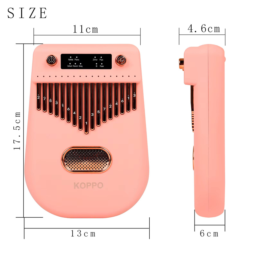 SLADE 17-Tasten Kalimba Keyboard-Instrument Daumenklavier mit Lernbuch und Ladekabel in Gold oder Pink - Bild 2