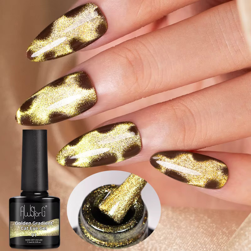 AWStorG Golden Gradient Cat Eye Nagellack, Schimmernd - Bild 4