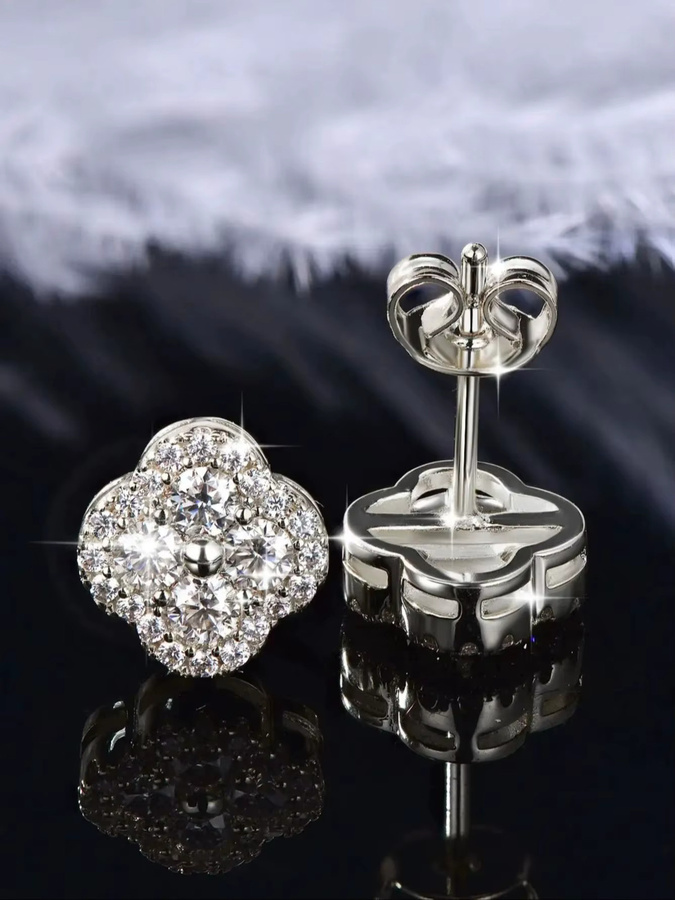 Anziw Kleeblatt-Ohrstecker, 14k Goldfilled, Moissanit, Damen - Bild 4