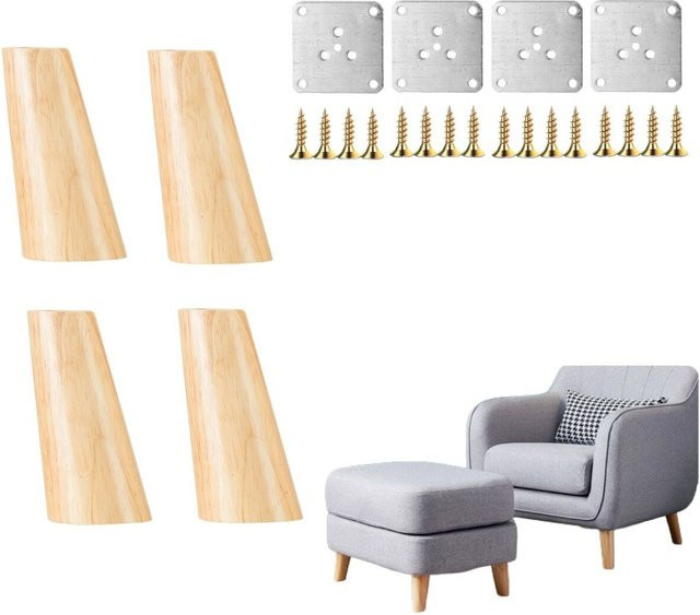 4-teiliges Set HACTIVOL Holzmöbelbeine in Braun im skandinavischen Design für Tische, Stühle und Betten - Bild 1