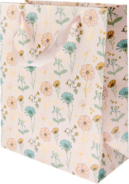 Rico Design Geschenktüte Blumen in Rosa und Pink, B/H/T: 32 x 26 x 12 cm - Bild 1