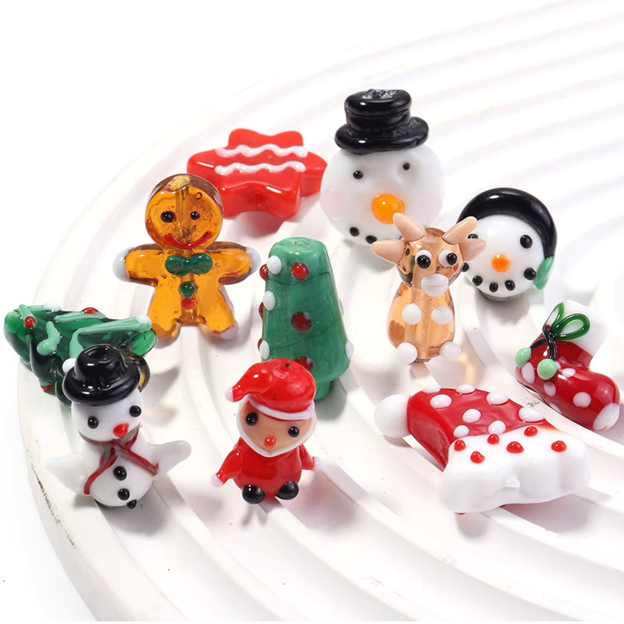 Louleur Perlen Glas, Santa Claus, Schneemann, Lebkuchen Mann, Bunt - Bild 2