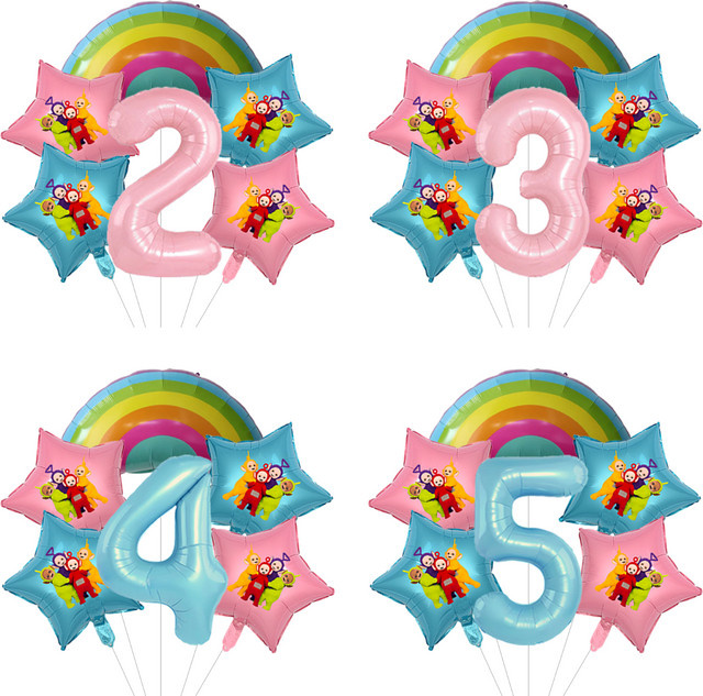 Teletubbies Kinder Geburtstag Ballon-Set von Bandai mit bunten Folien- und Latexballons zur Party- und Wanddekoration - Bild 1