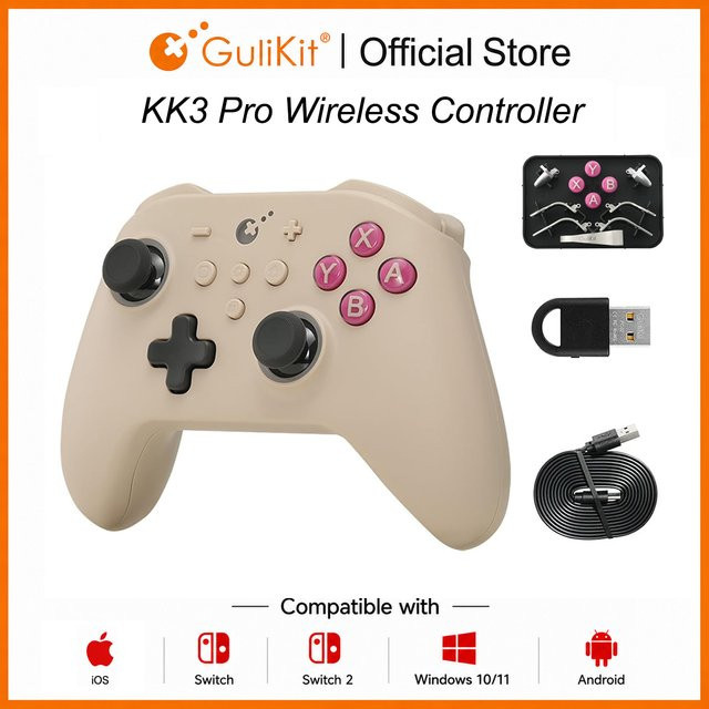 GuliKit KK3 Pro KingKong 3 NS38 Controller mit Hall-Effekt-Joysticks in Beige für Nintendo Switch, Windows, Android und iOS - Bild 1