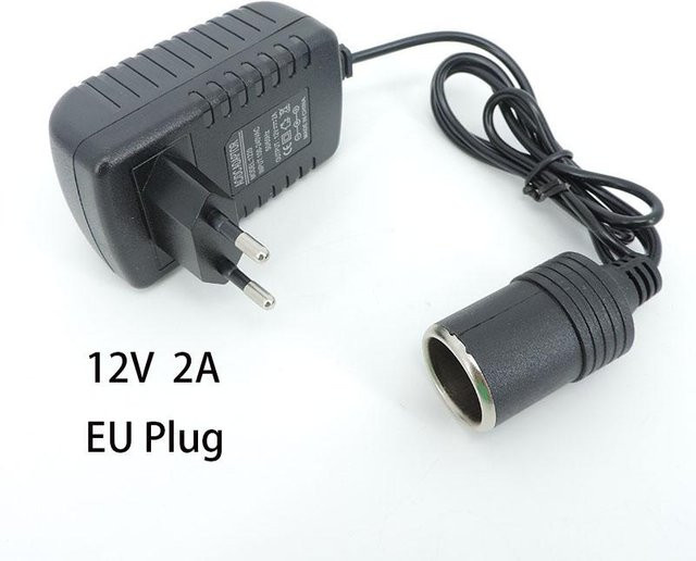XHJ12 AC 220V auf DC 12V 2A Auto-Zigarettenanzünder-Adapter mit EU-Stecker in Schwarz - Bild 1
