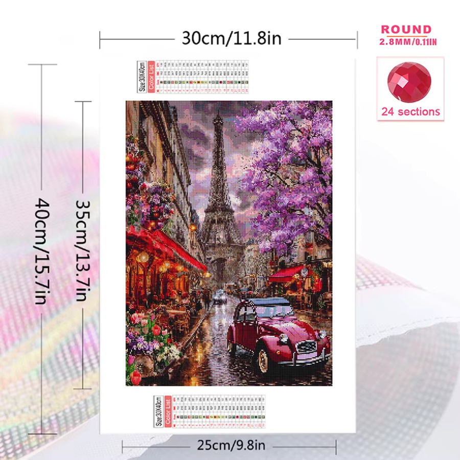 Evershine 5D DIY Diamant-Stickerei Straßenlandschaft Mosaik-Bastelset mit Turm und Häusern, Multicolor, B/H: 30 x 30 cm - Bild 2