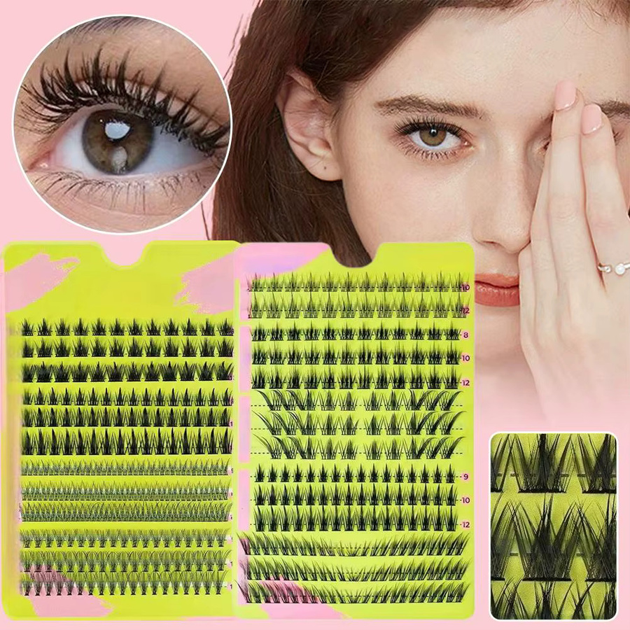 Natürliche Cluster-Wimpern, gekräuselt, Volumen, Unisex - Bild 2