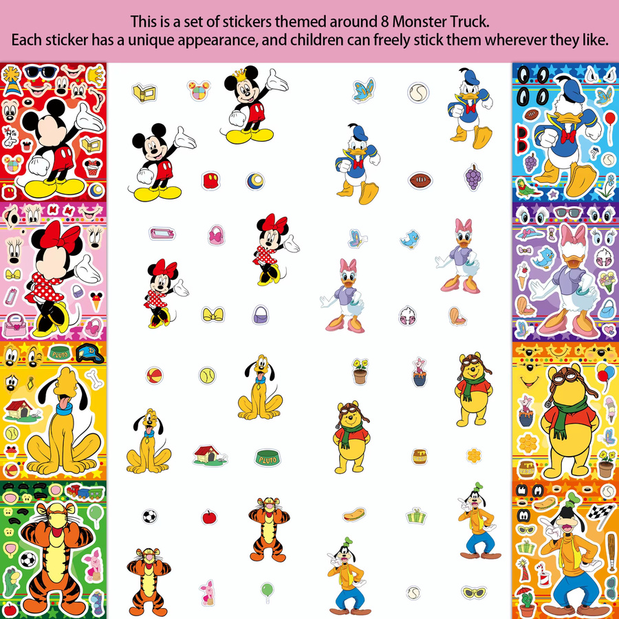 Disney DSN Tiggo Cartoon-Charakter-Puzzle-Aufkleber, multicolour, 16-teiliges Set - Bild 1
