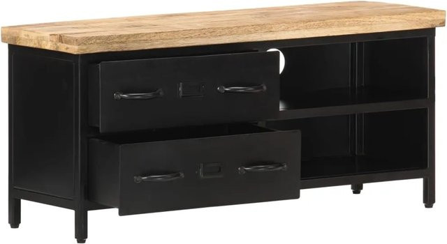 vidaXL TV-Schrank aus Mangoholz und Metall in Schwarz im Industrial Design, B/T/H: 90 x 30 x 41 cm - Bild 1