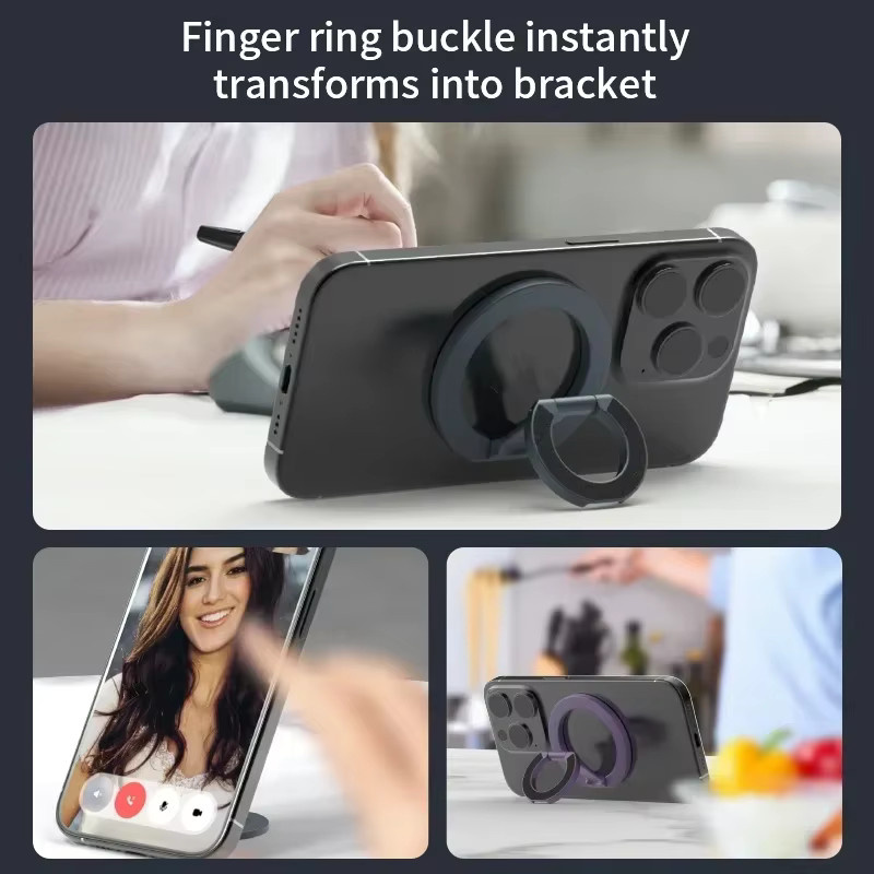 MagSafe doppelseitiger magnetischer Ringhalter in Grün – faltbarer tragbarer Telefongriff und universeller Stützständer für dein Smartphone und das Auto - Bild 2