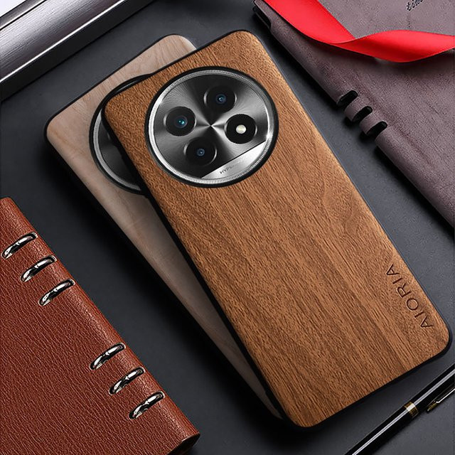 Handyhülle mit Bambus-Holzmuster für Realme 13 12 11 Pro Plus und 11x in Braun und Schwarz - Bild 1