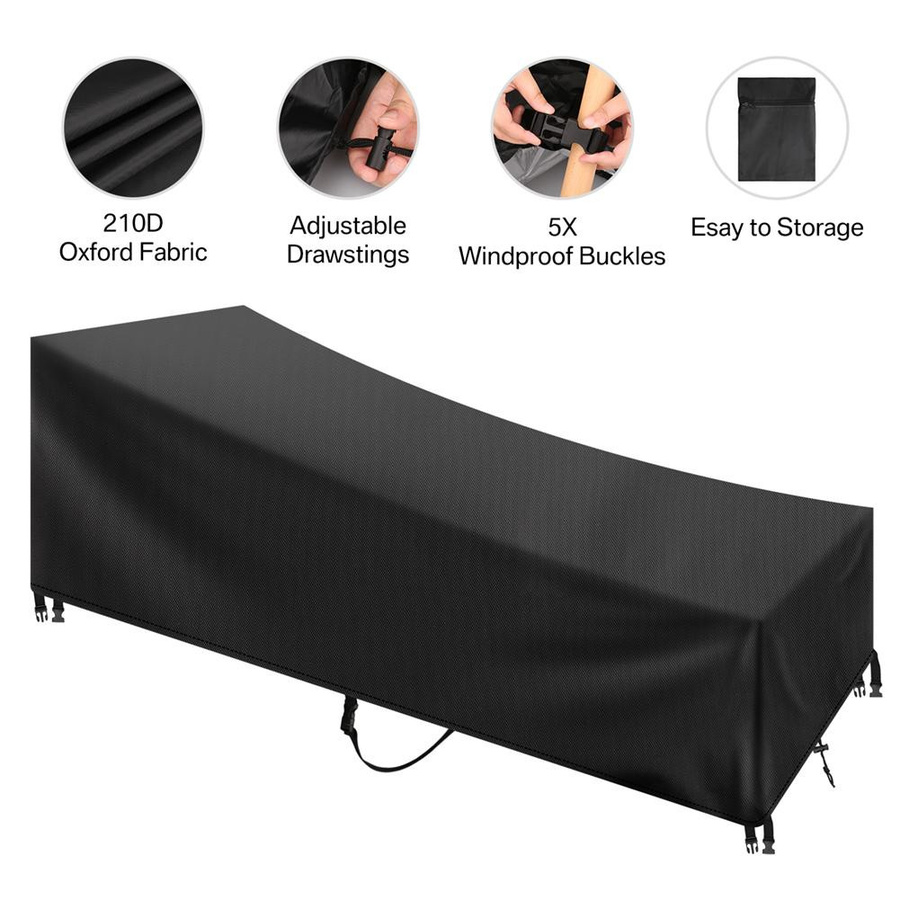 Yiran bag Chaiselongue-Abdeckung für Sessel aus Polyester, wasserabweisend und wetterbeständig, Schwarz, 2er-Pack - Bild 5