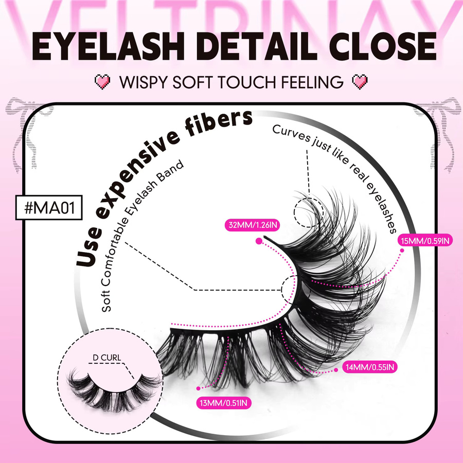 Veltrinay Künstliche Wimpern, D-Lock, Natürlich, Unisex - Bild 6
