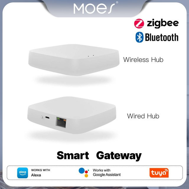 MOES Tuya ZigBee und Bluetooth Gateway Hub Multi-Modus Smart Home Brücke in Weiß für Smart Life App und Alexa - Bild 1