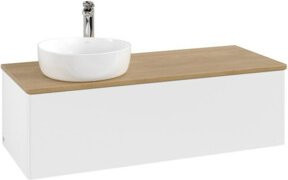 Villeroy & Boch Waschtischunterschrank Antao ohne Frontstruktur, Eiche Honig, Weiß lackiert, B/T/H: 120 x 50 x 36 cm - Bild 1