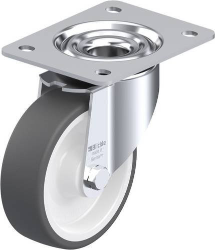 Blickle Lenkrolle LK-POTH 125R-3 in Grau und Weiß mit Kunststoffrad, Durchmesser: 125 mm, Tragfähigkeit: 350 kg - Bild 1