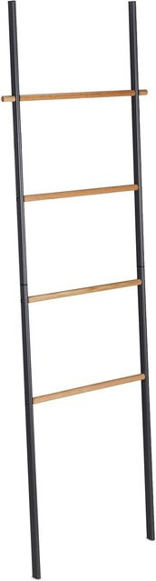 Relaxdays Handtuchleiter aus Eichenholz und Stahl in Anthrazit ohne Bohren, Höhe: 171 cm, Breite: 50 cm, Tiefe: 3 cm - Bild 1