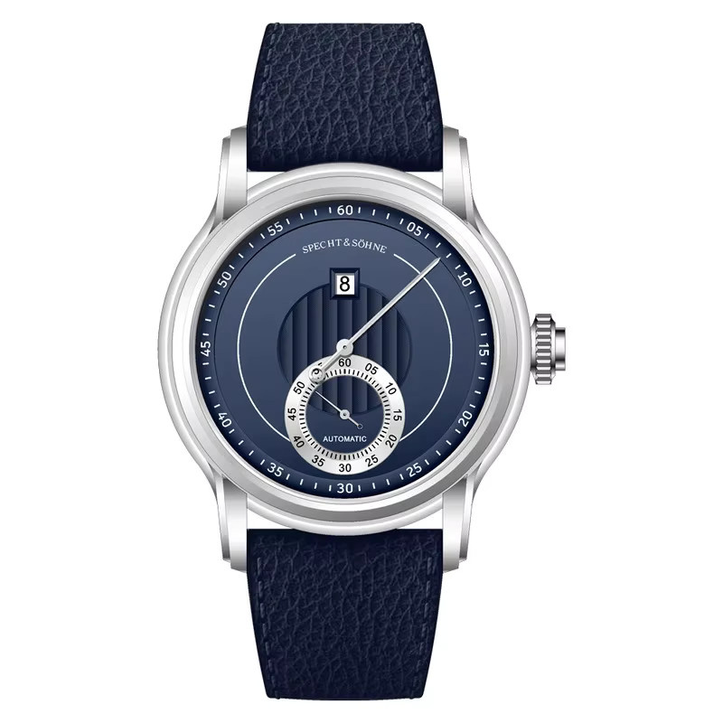 Specht & Sohne Herrenuhr, Automatik, Edelstahl, Sprungstundenanzeige, Blau - Bild 3
