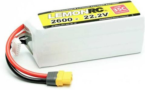 LemonRC LiPo Modellbau-Akkupack 22.2V 2600 mAh 6S 35C Softcase mit XT60 Anschluss in Weiß - Bild 1