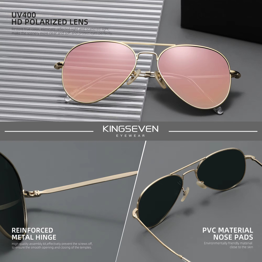 KINGSEVEN Aviator Sonnenbrille, Vollrand, Metall, Unisex - Bild 3