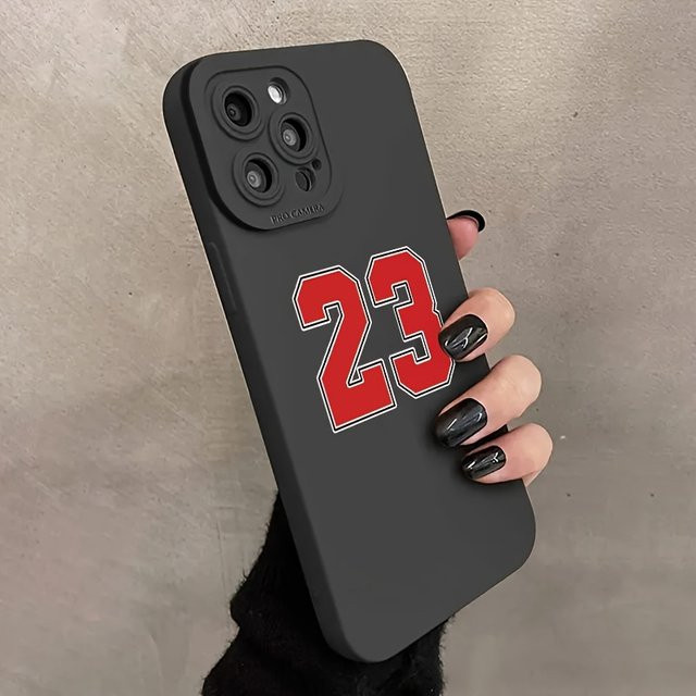 Stoßfeste Handyhülle mit Basketball-Trikot-Design und Zahlenmuster für iPhone 15 14 13 12 11 Pro Max XS X XR 7 8 Plus in Schwarz - Bild 1