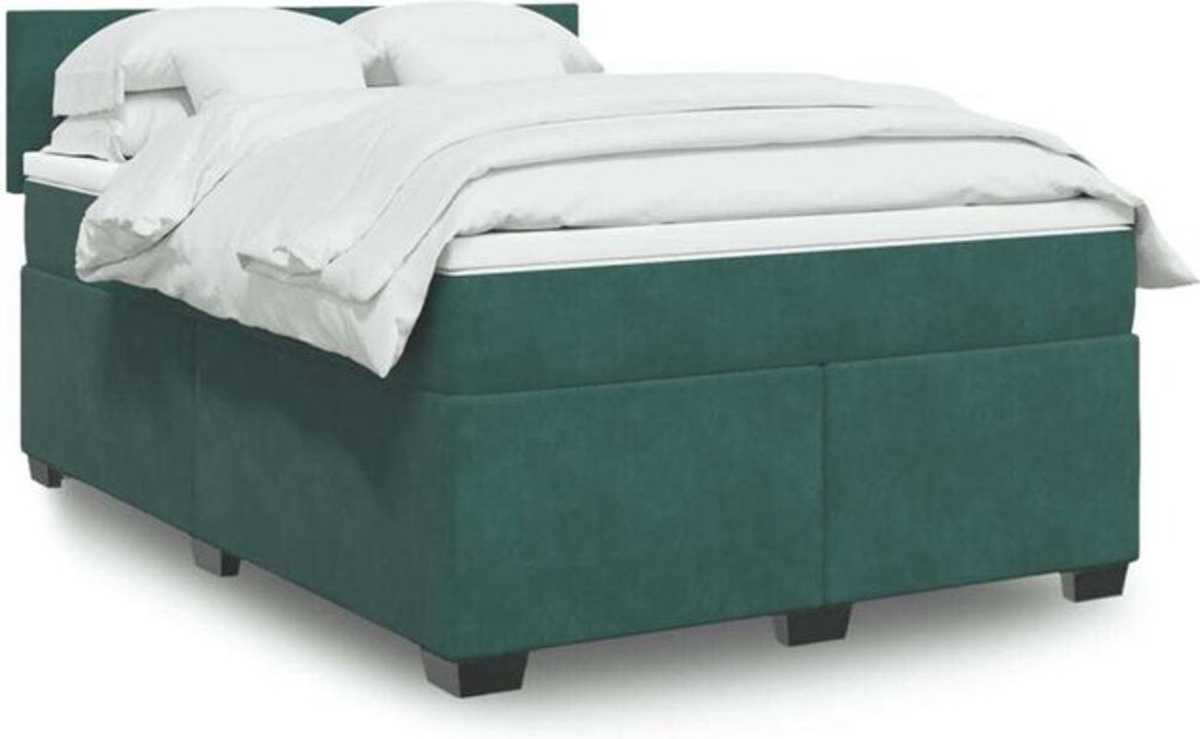 Vidaxl Boxspringbett mit Matratze in Dunkelgrün aus Samt, B/T/H: 160 x 200 x 100,5 cm - Bild 1