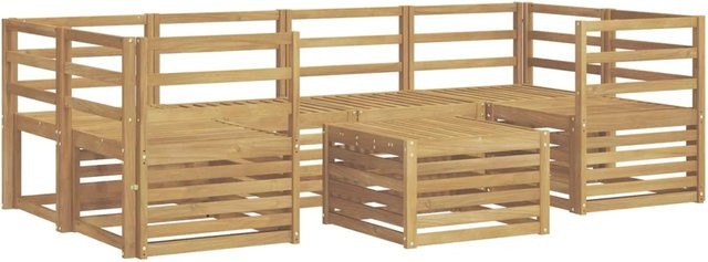 vidaXL Outdoor-Sofagarnitur 7-teilig aus Akazie Massivholz in Weiß - Bild 1