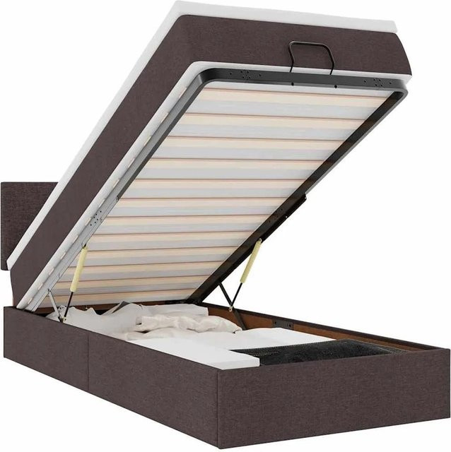 vidaXL Ottomane Bett mit Matratze und LED-Beleuchtung in Dunkelbraun, B/T/H: 90 x 200 x 103 cm - Bild 1