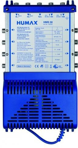 Humax HMS 58 Multischalter und Verteiler mit 5 Eingängen und 8 Teilnehmern in Blau - Bild 1