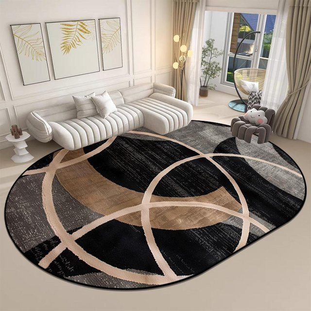Ovaler Teppich Karpetti in Multicolour, modern gestreift, waschbar und rutschfest, B: 200 cm x L: 230 cm - Bild 1